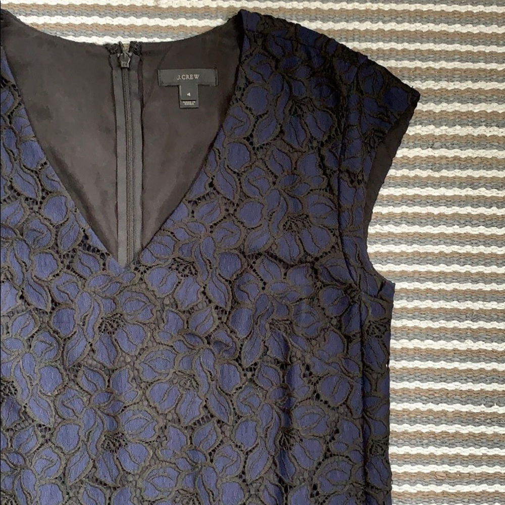 JCrew Shift Dress- Navy and Black Lace. Sz 4